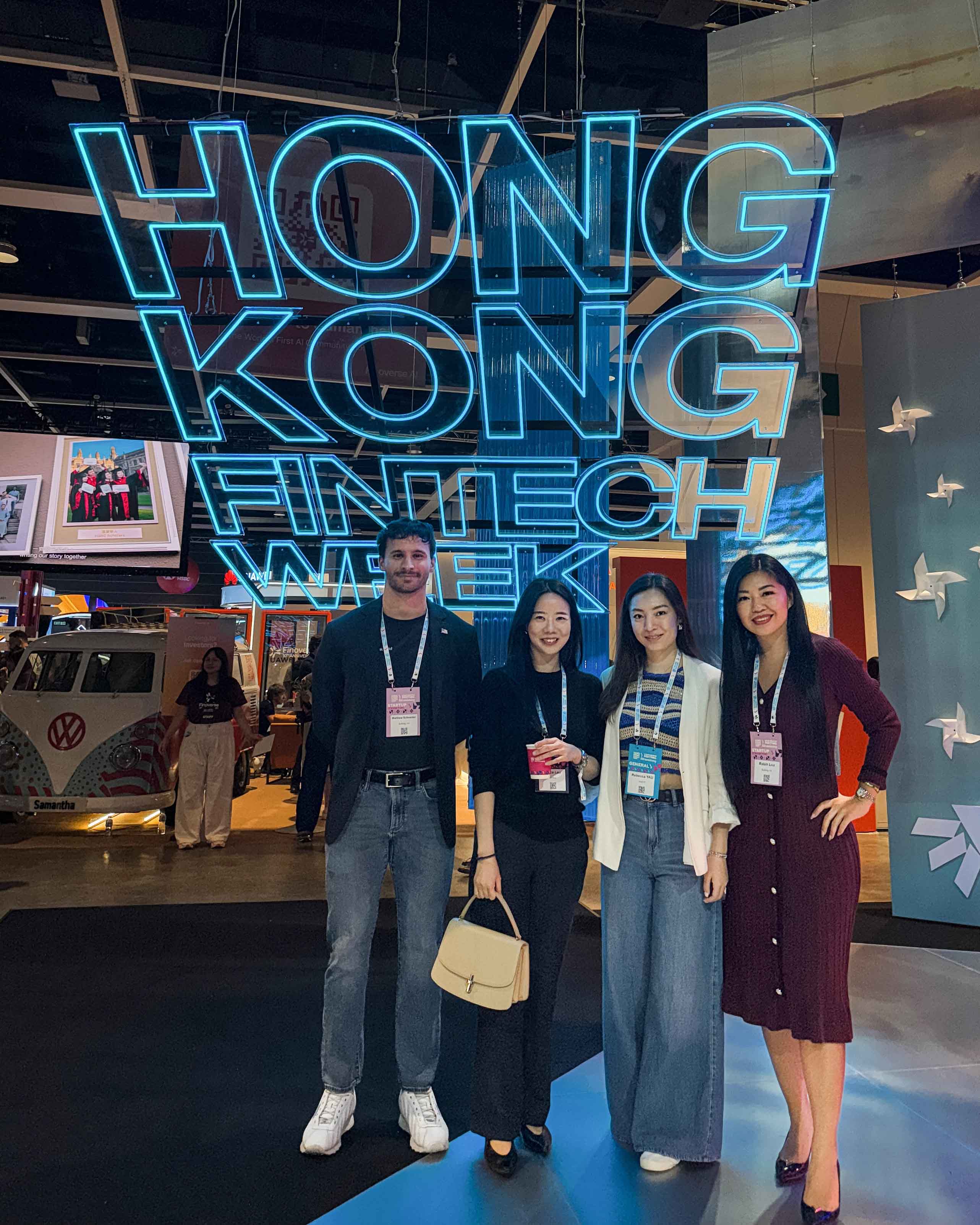 Matthew Schneider, Grace Lau, Rebecca Yau, and Robin Luu at Hong Kong FinTech Week 2025