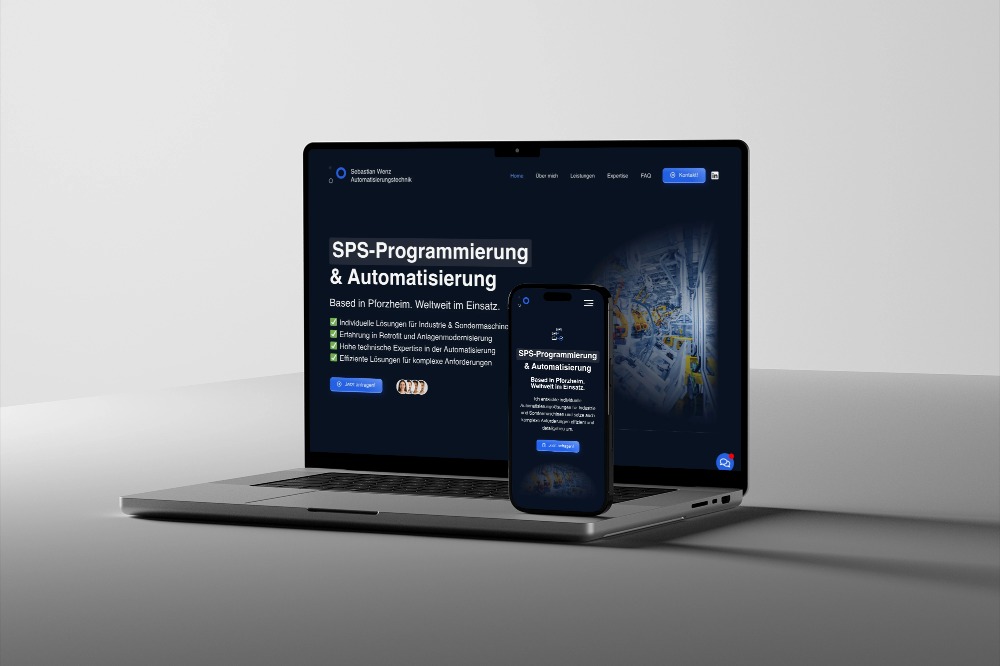 Laptop und Smartphone mit der Website von Sebastian Wenz Automatisierungstechnik