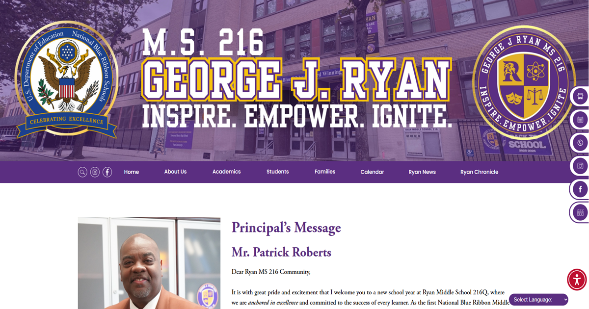 Principal's Message | MS 216 George J. Ryan