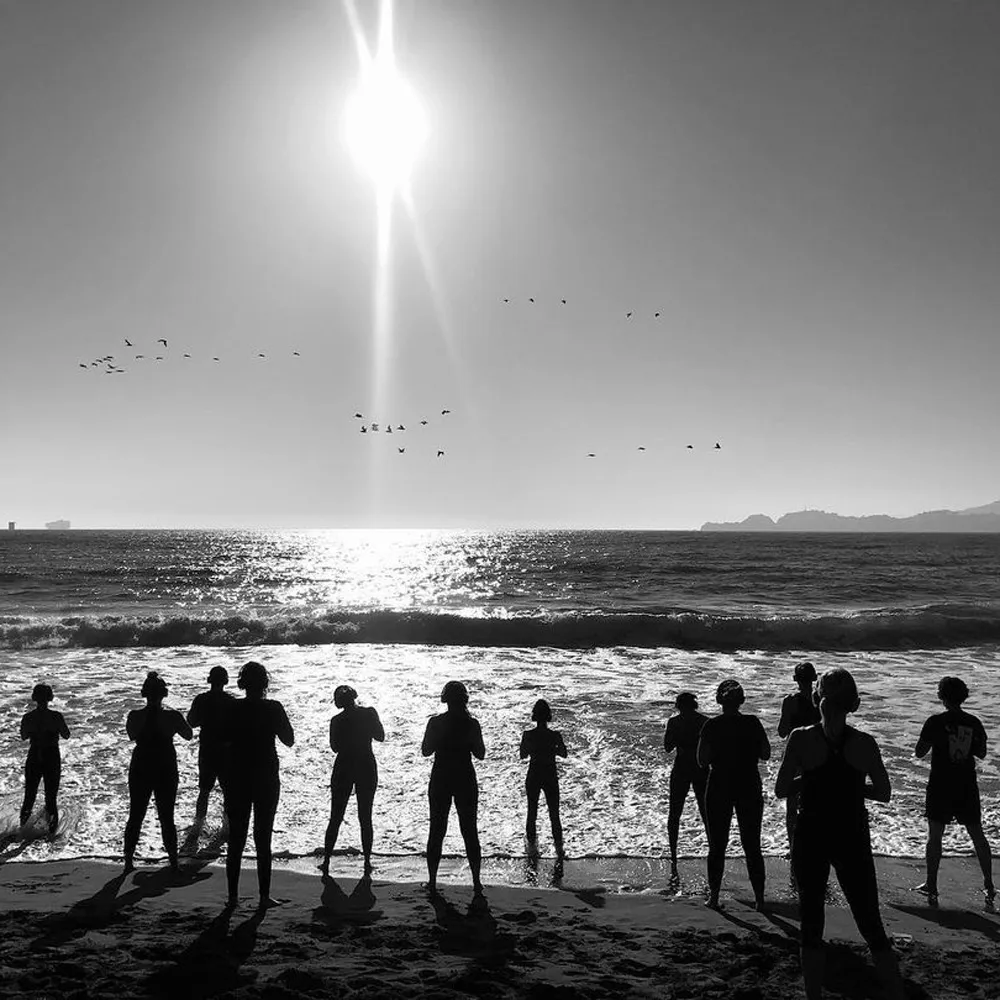 A group of students on the beach