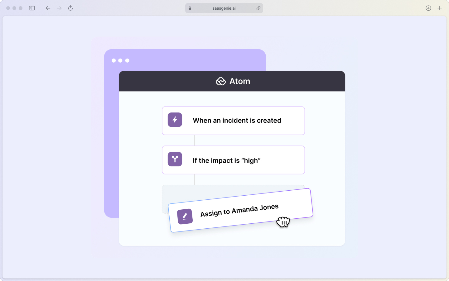Atomicwork smart routing automatically assigns an incident to the appropriate IT team 