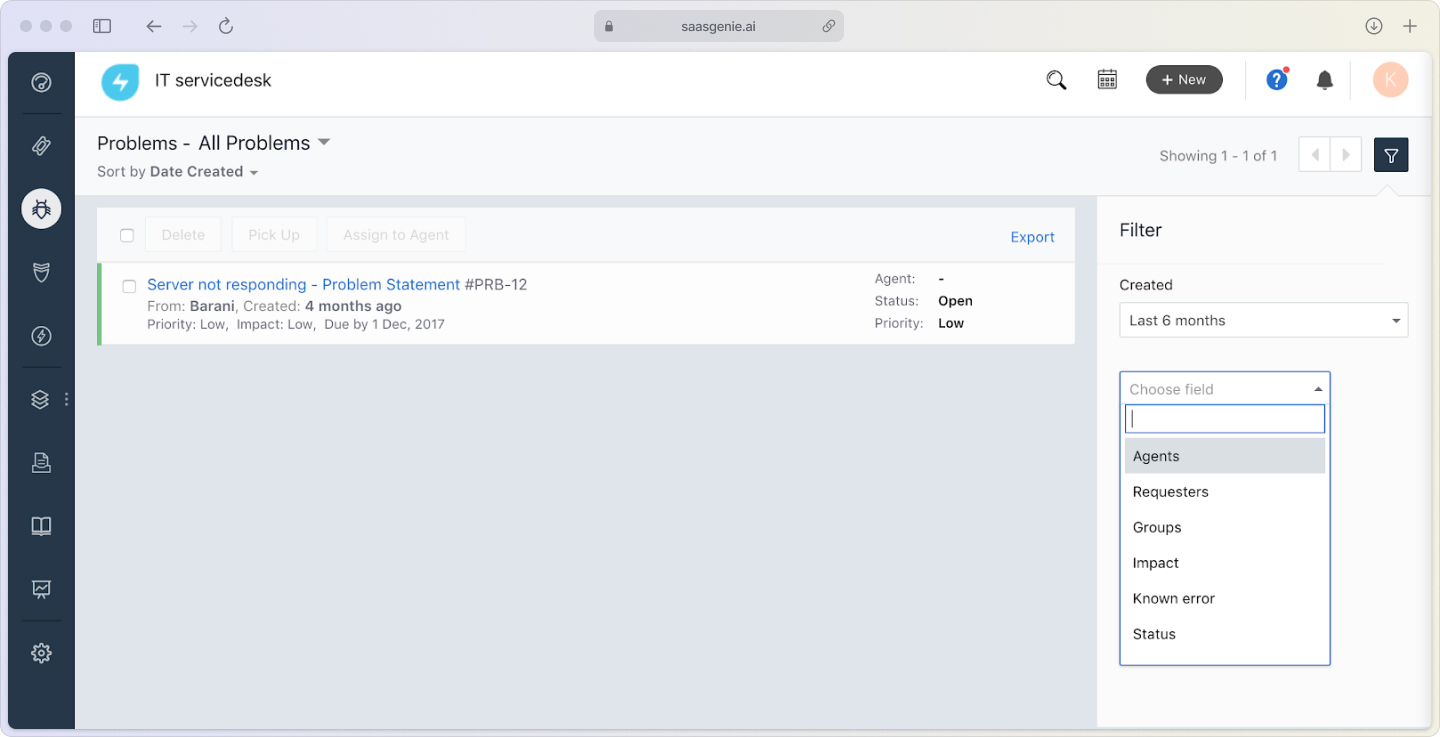 Freshservice problem management dashboard