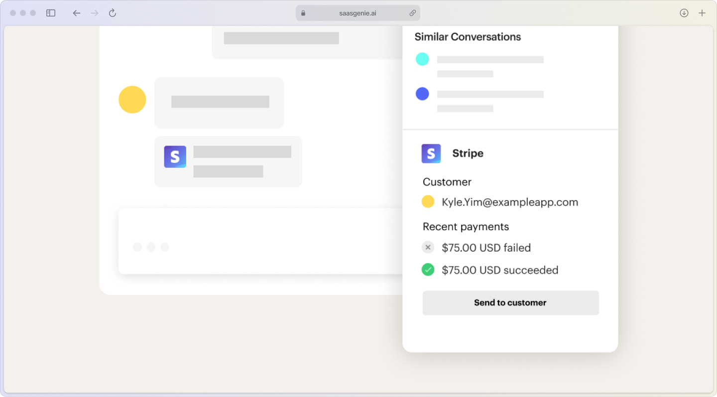 Intercom agent interface displaying a comprehensive customer profile panel with subscription tier, account creation date, recent activity, and previous conversation history.