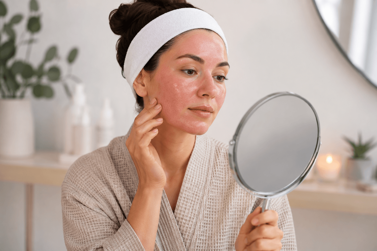 Esthetician performing microneedling treatment on client in Queen Creek, Arizona skincare clinic