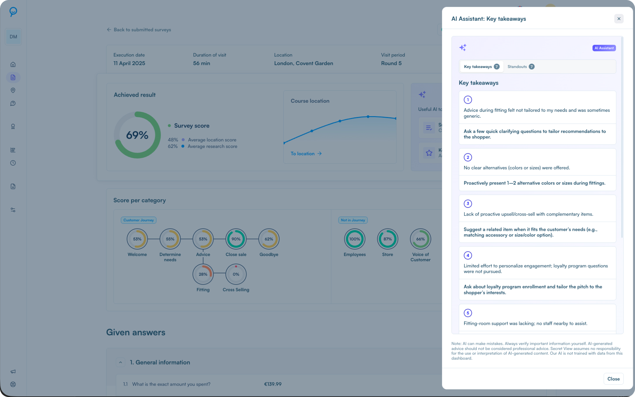 Actionable insights with AI