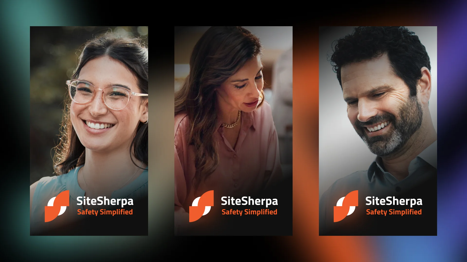 Google Ads banners for SiteSherpa showing logo, tagline, and diverse professional headshots.