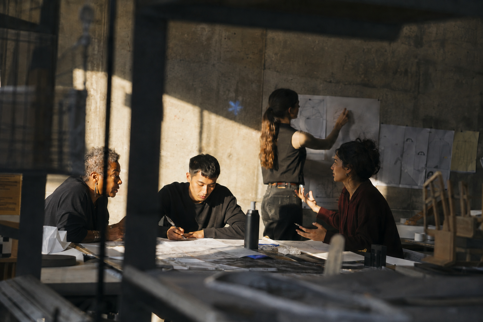 Learners working together around a table