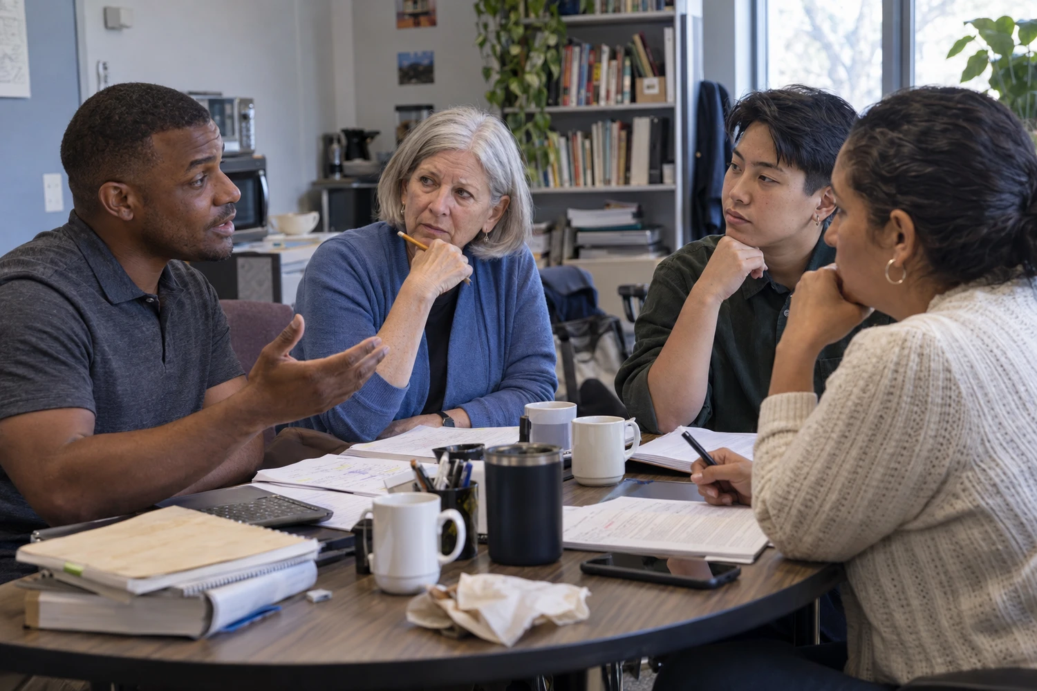 Campus colleagues working through institutional recommendations.