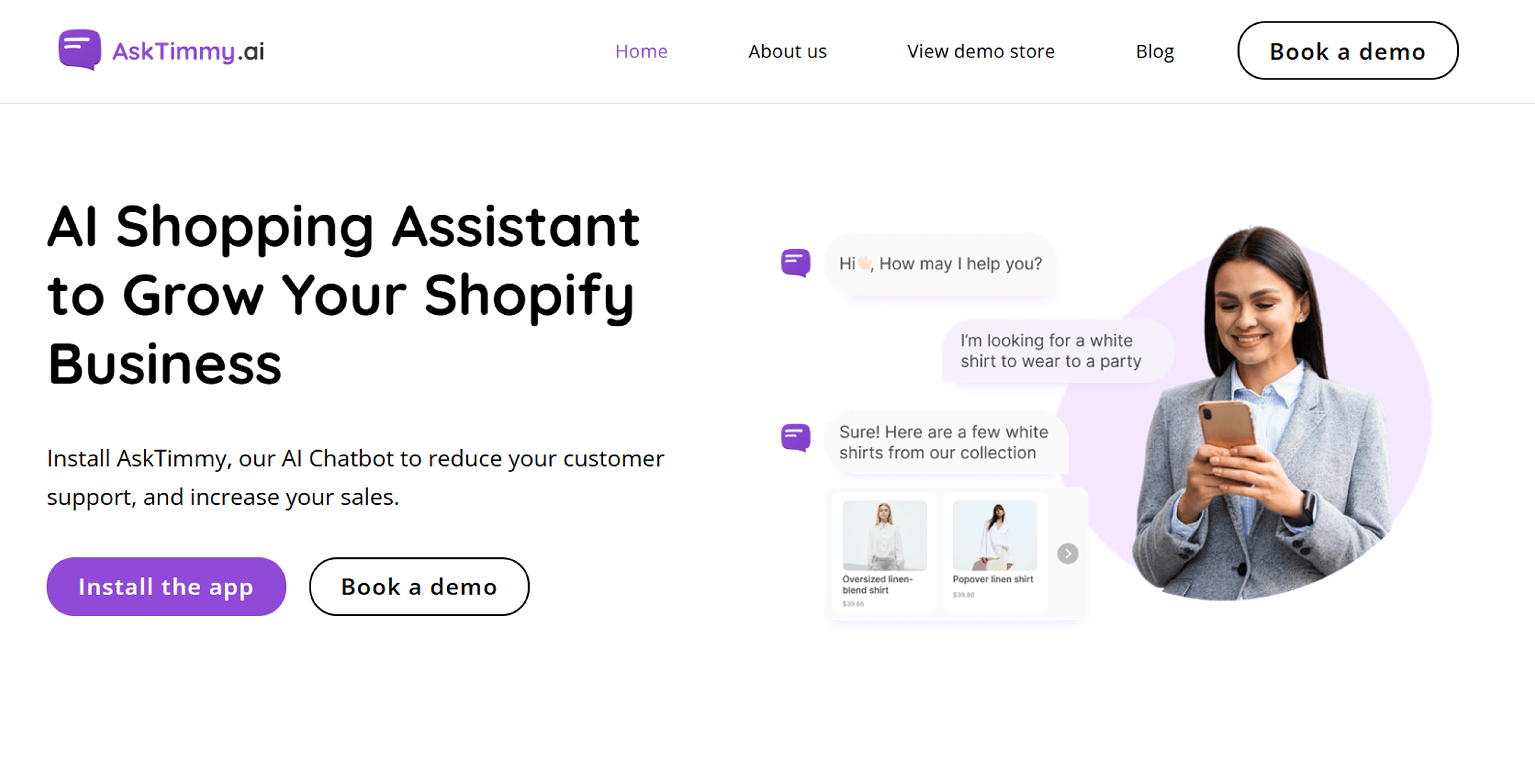 AskTimmy - AI Shopping Assistant to Grow Your Shopify logo