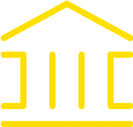 a building with a yellow roof and a black background