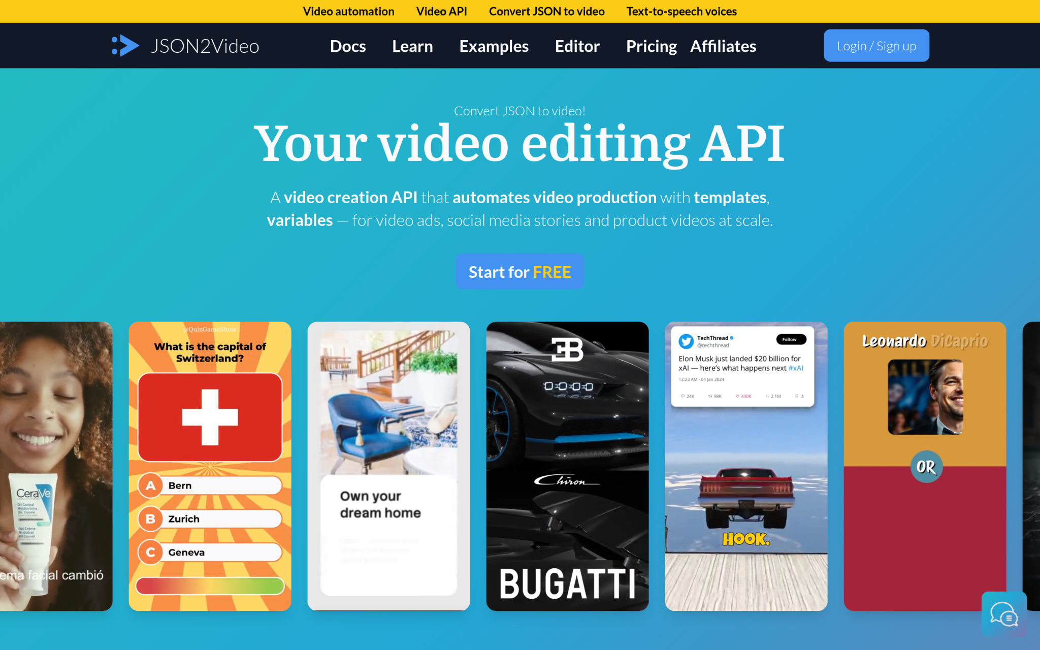 Json2video Screenshot
