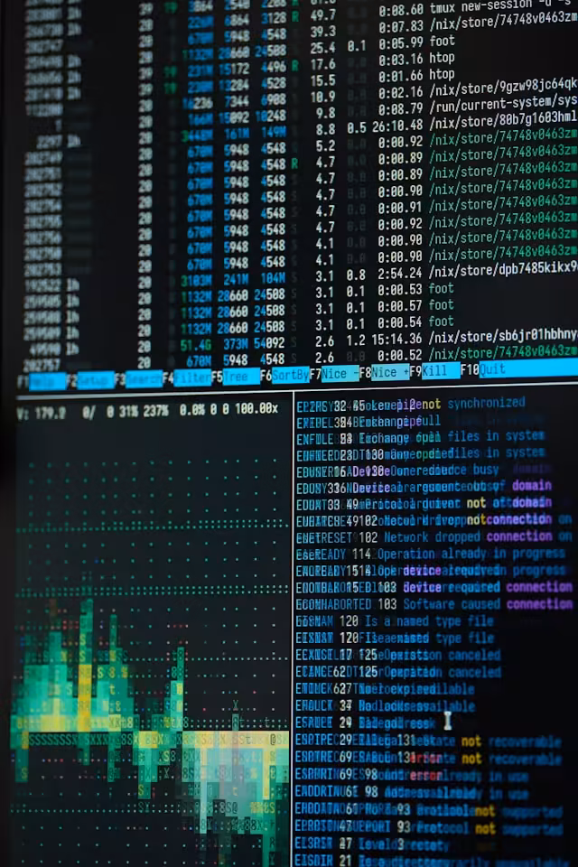 Cybersecurity monitoring workstation illustrating a security audit.