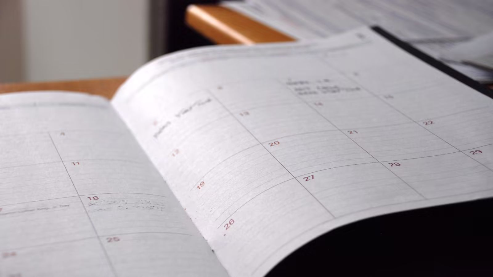 A management company preparing a short event based on a precise calendar