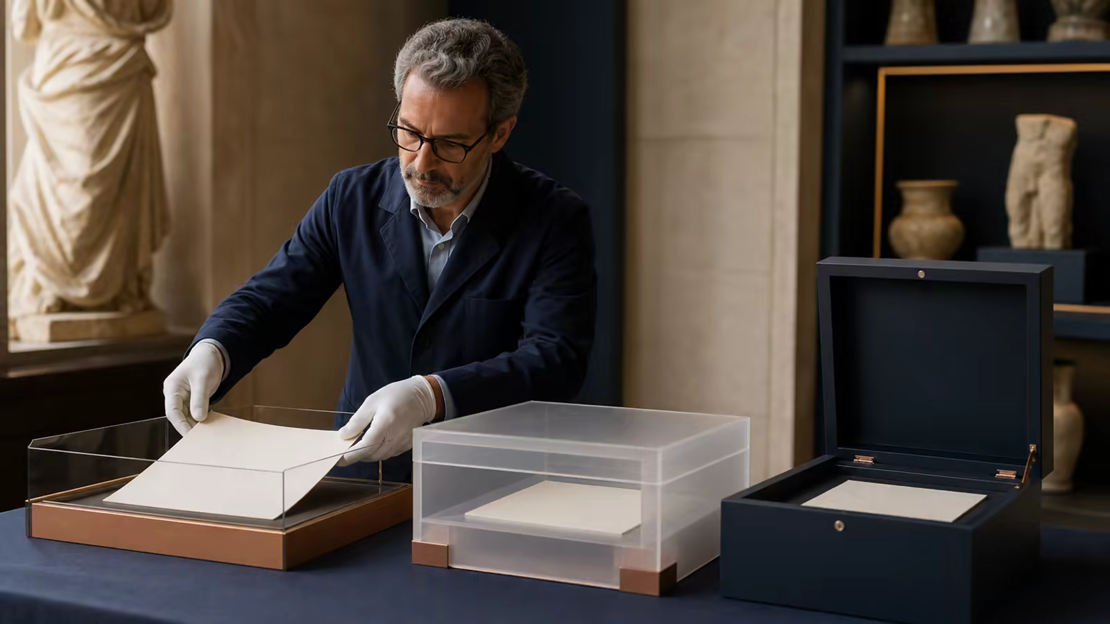 A precious document handled with conservation gloves