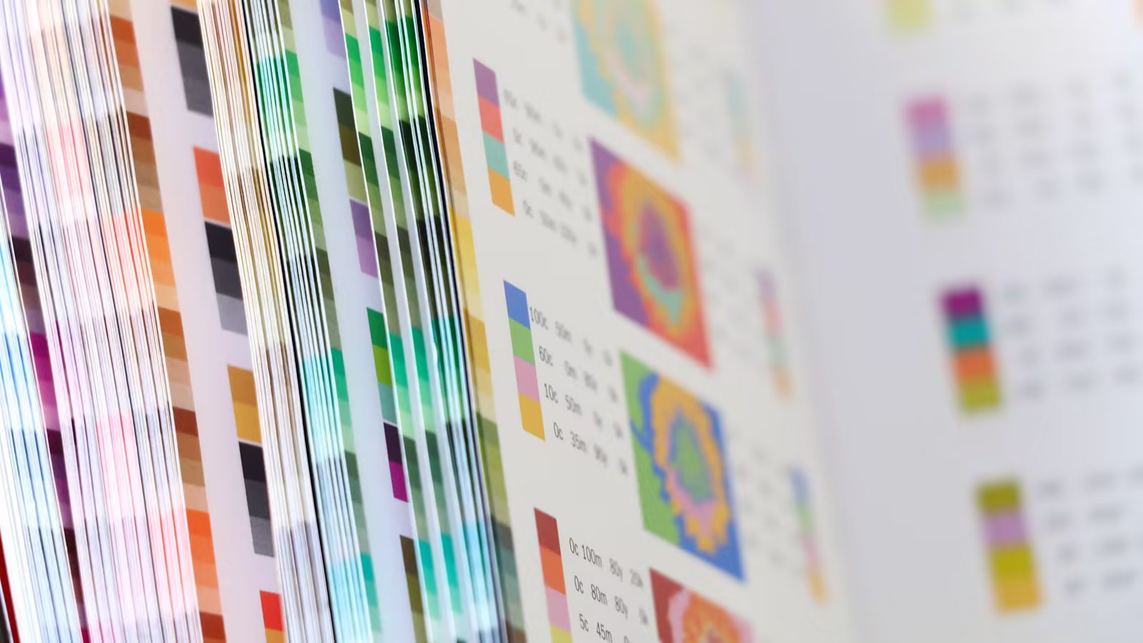 Printed graphics proofread in a design studio