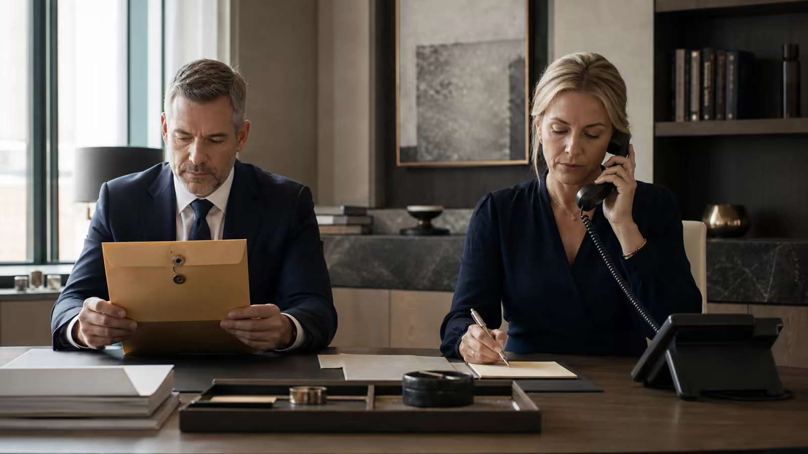 Two managers verifying a large payment through separate channels
