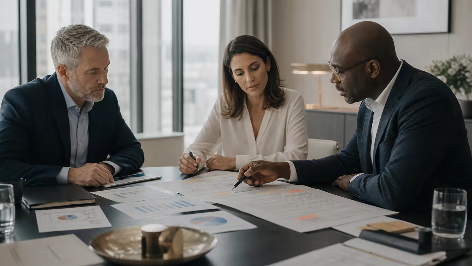 Contractual files compared around a sober negotiation table