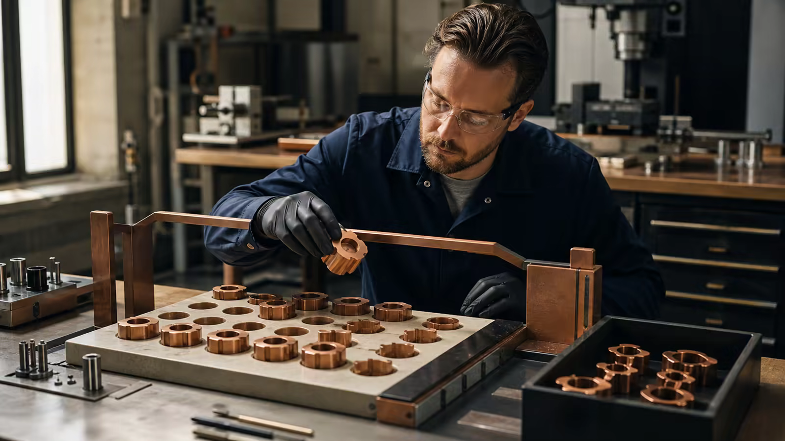 Parts checked by templates before assembly