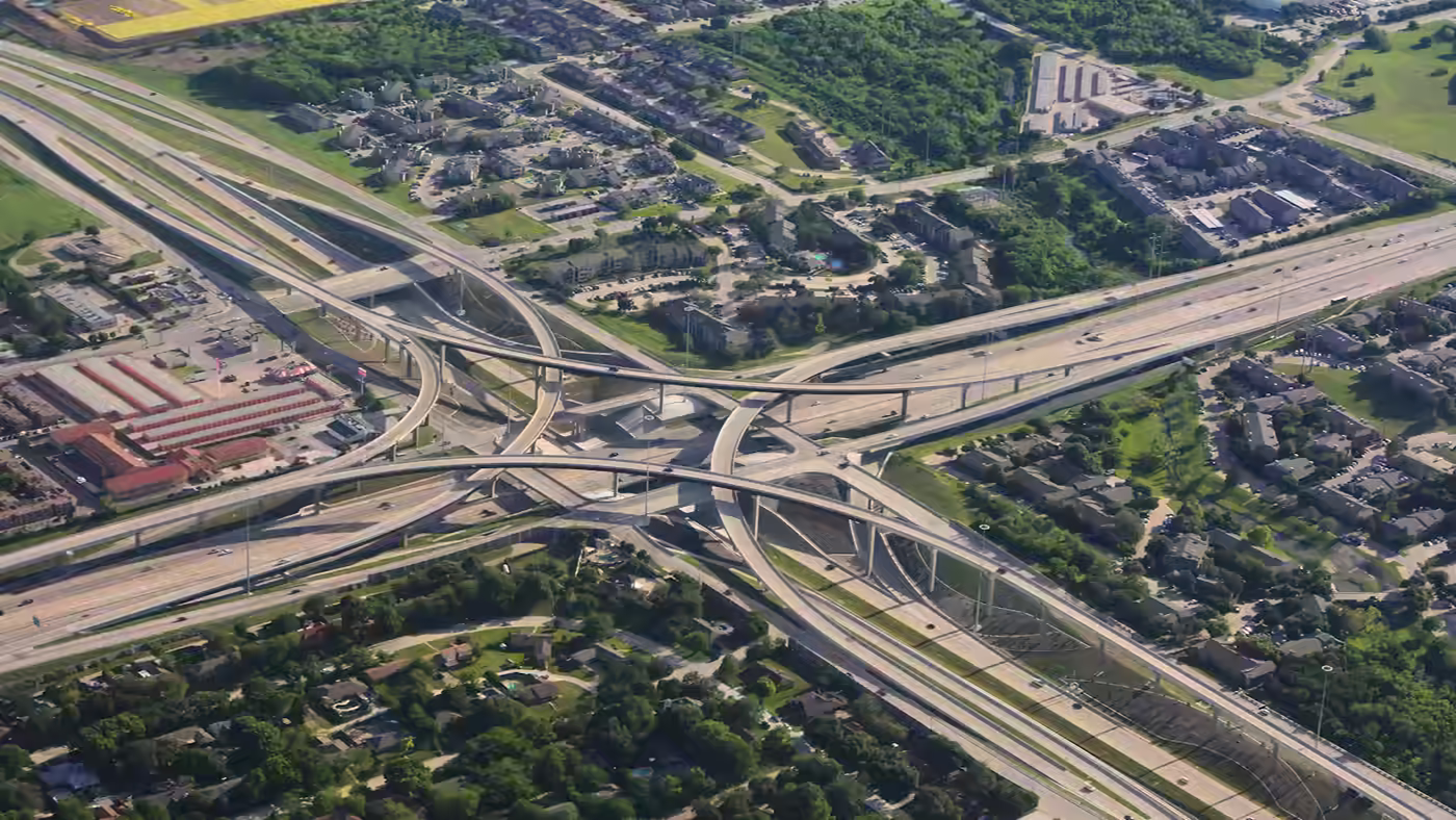 A contemporary interchange distributing several routes without confusion