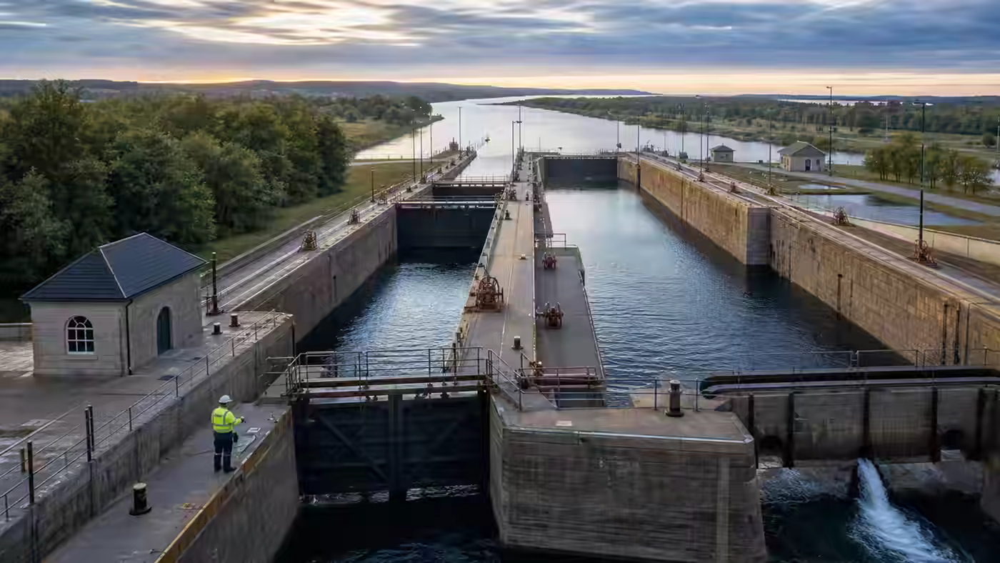 Locks separating several levels with controlled passages