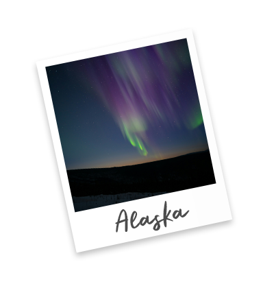 A polaroid image of the northern lights from the cruise ship.
