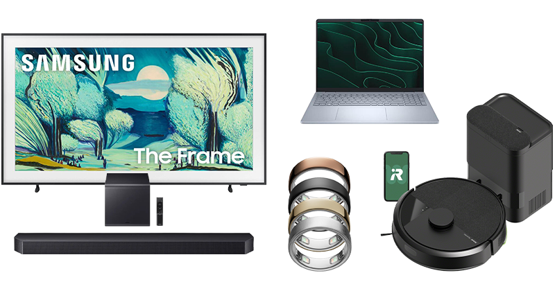 An array of electronic merchandise award options.