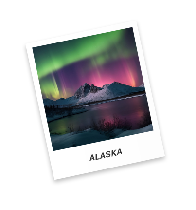 A polaroid image of the northern lights from the cruise ship.