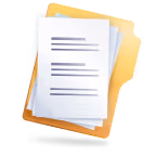 Stack of white papers with black text on top of yellow and orange file folders.