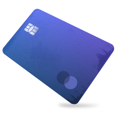 Blue gradient credit card with EMV chip on white background