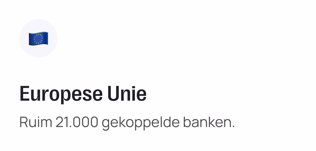 EU flag with text "Europese Unie" and "Ruim 21.000 gekoppelde banken
