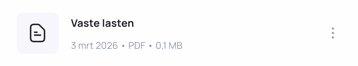 Document preview showing "Vaste lasten" PDF file dated 3 mrt 2026, 0.1 MB