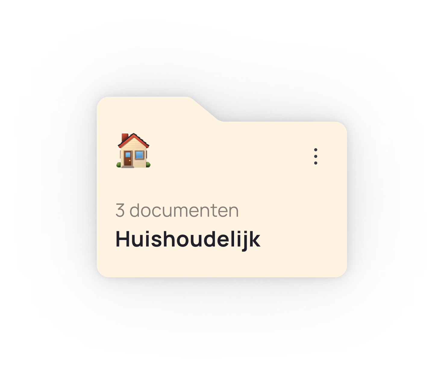 Folder labeled "Huishoudelijk" containing 3 documents with a house icon