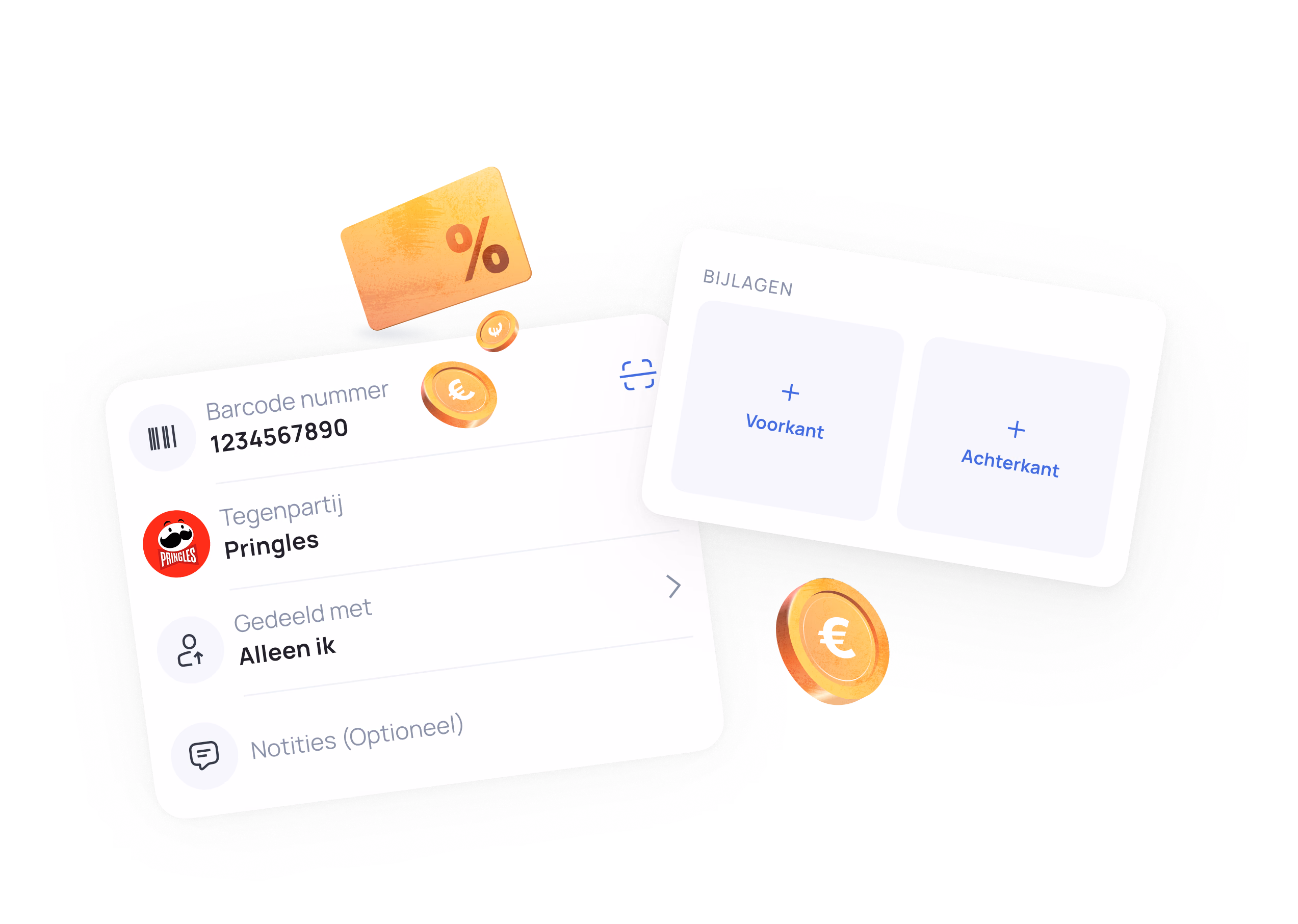 Digital payment interface showing barcode, account details for Pringles, and options to connect or disconnect bank accounts