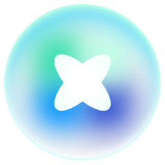 White four-pointed star centered on a gradient circular background transitioning from cyan to blue