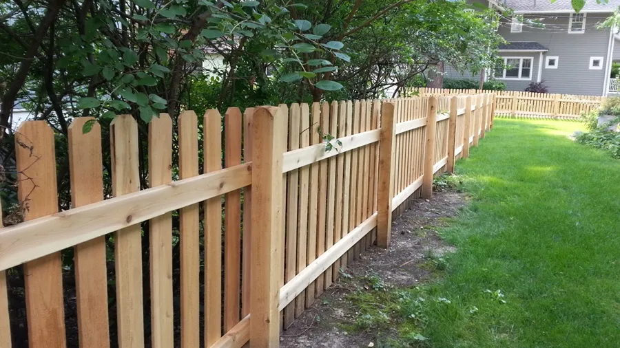 A cedar spaced picket fence offering a balance of openness and boundary definition