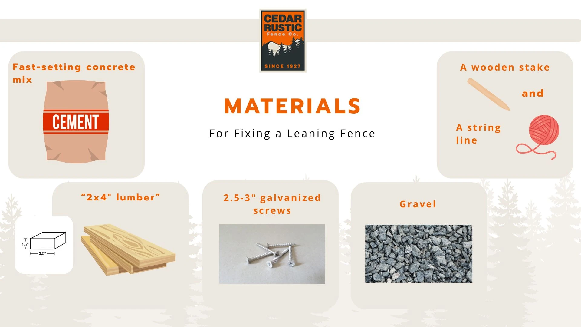 Materials for Fixing a Leaning Fence