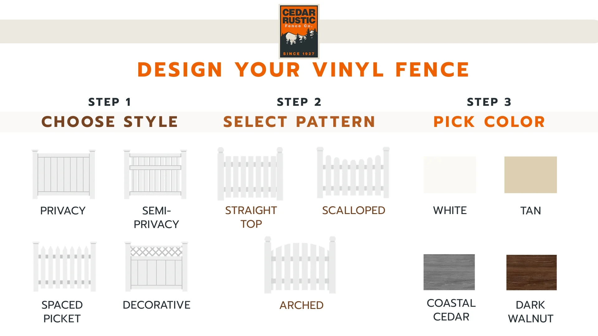 Design Your Vinyl Fence - Style, Pattern & Color