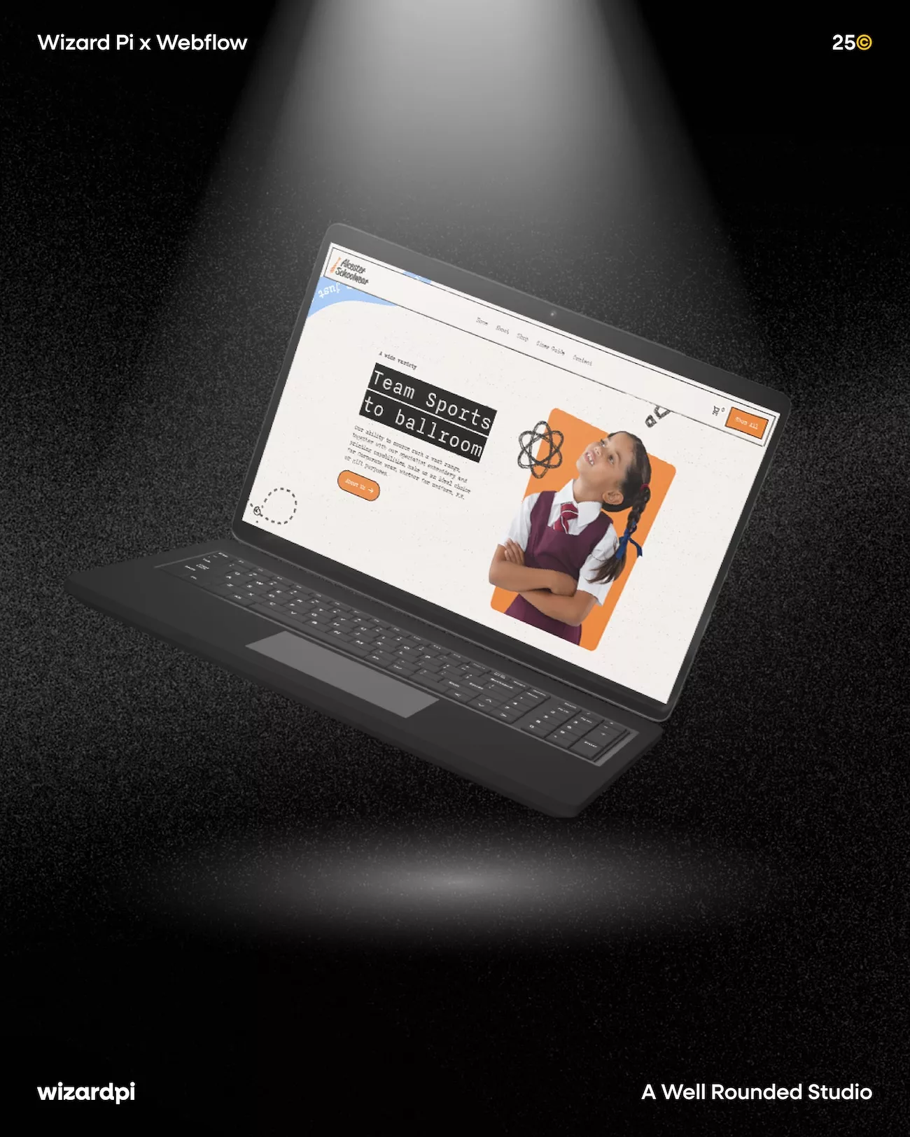 User-friendly website design by Wizard Pi built on Webflow, Alcester Schoolwear homepage on laptop