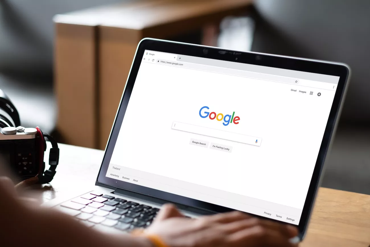 Google search engine. 