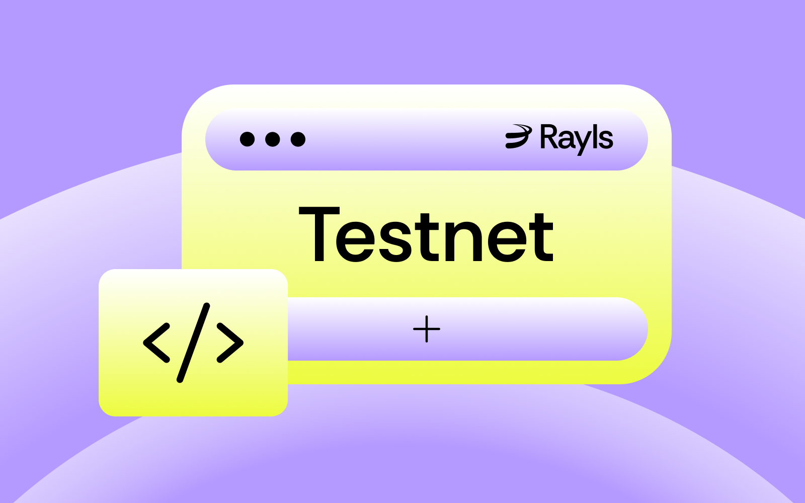 Rayls cover image: testnet illustration with a code window