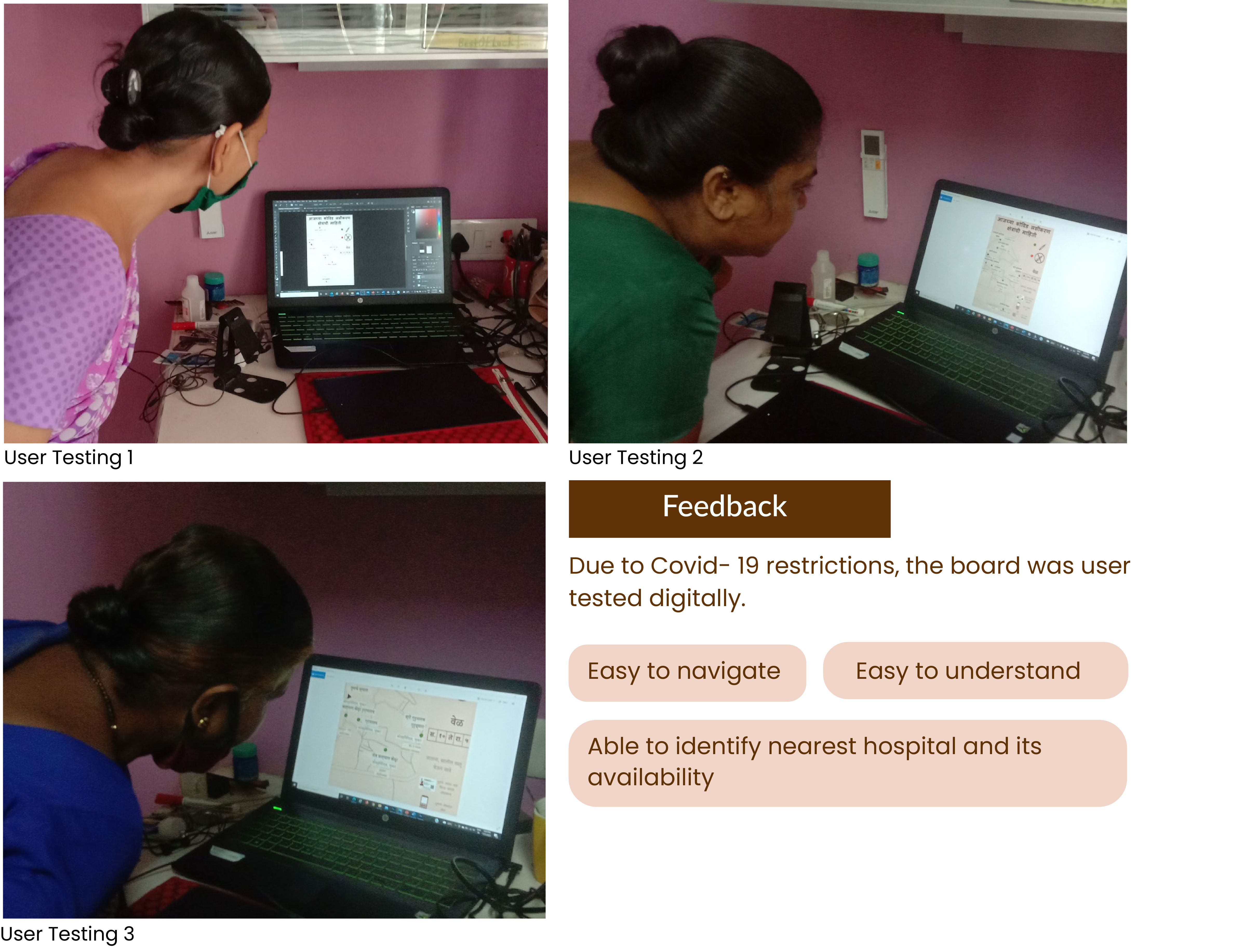 User testing the prototype with three people