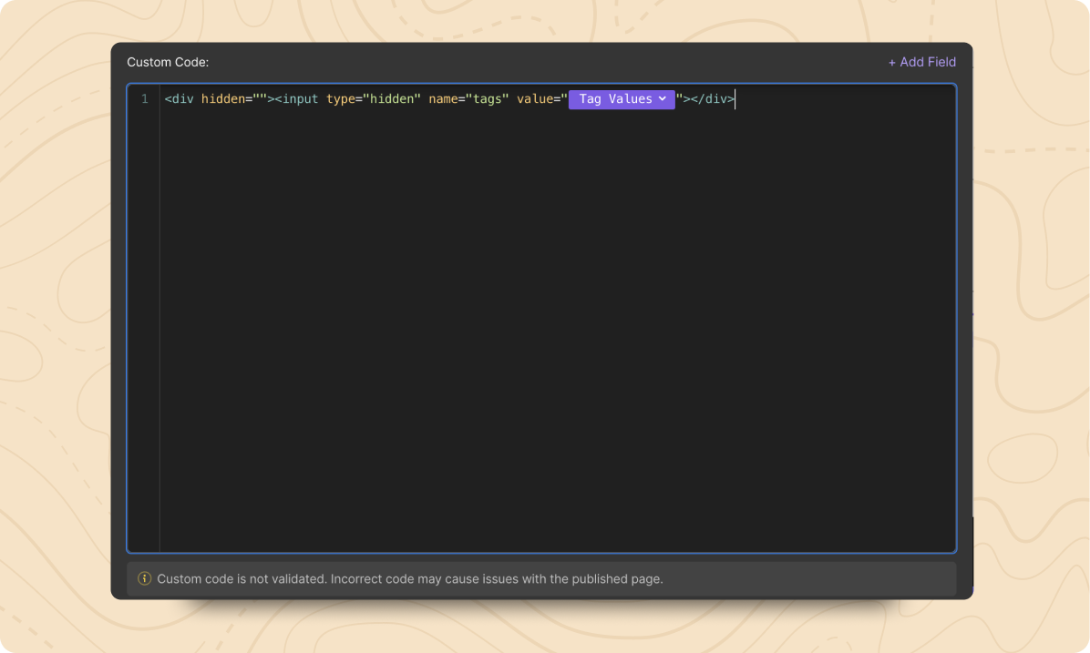 Step 3: Connect the Tag Values CMS Field in the Embed Code Block