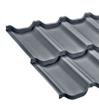 Render of Worthouse Supre metal tile roofing in Pacific Gray