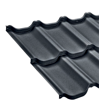 Render of Worthouse Supre metal tile roofing in raven black.