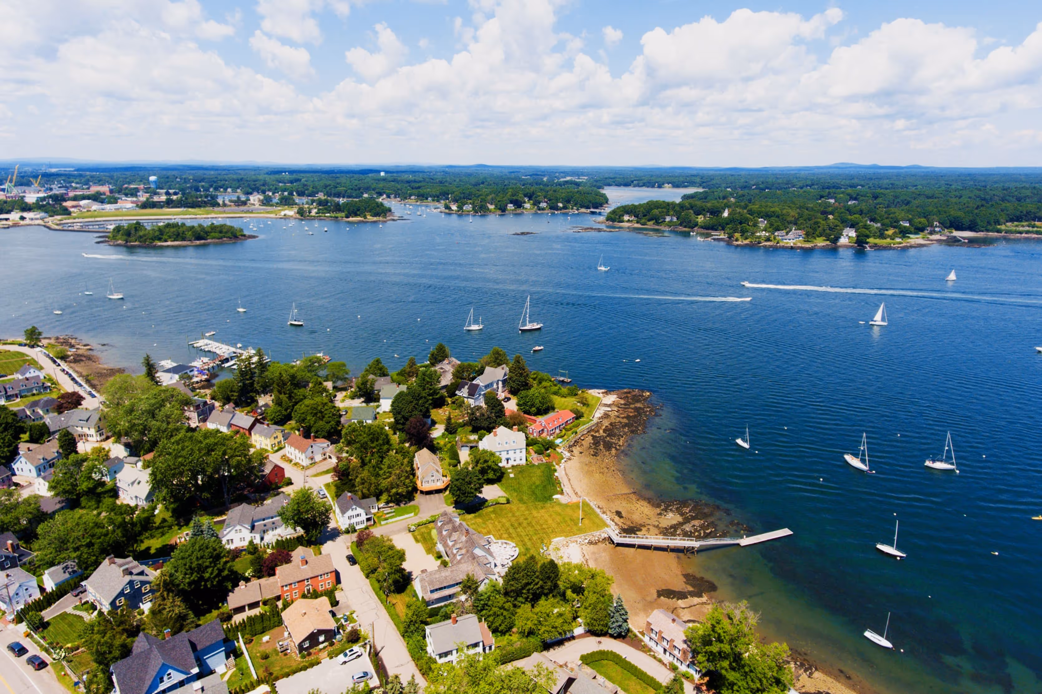 Ariel view of the Portsmouth area and the Piscataqua river.
