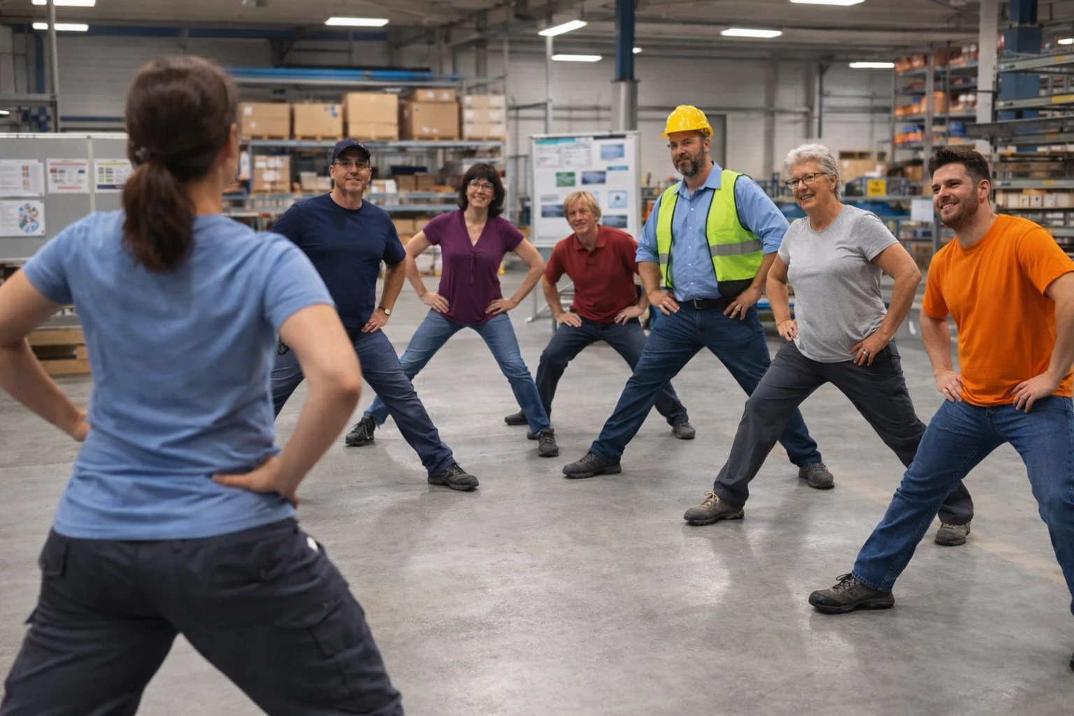 Séance de yoga en entreprise animée par un professeur diplômé, dans les locaux d'une entreprise en Île-de-France