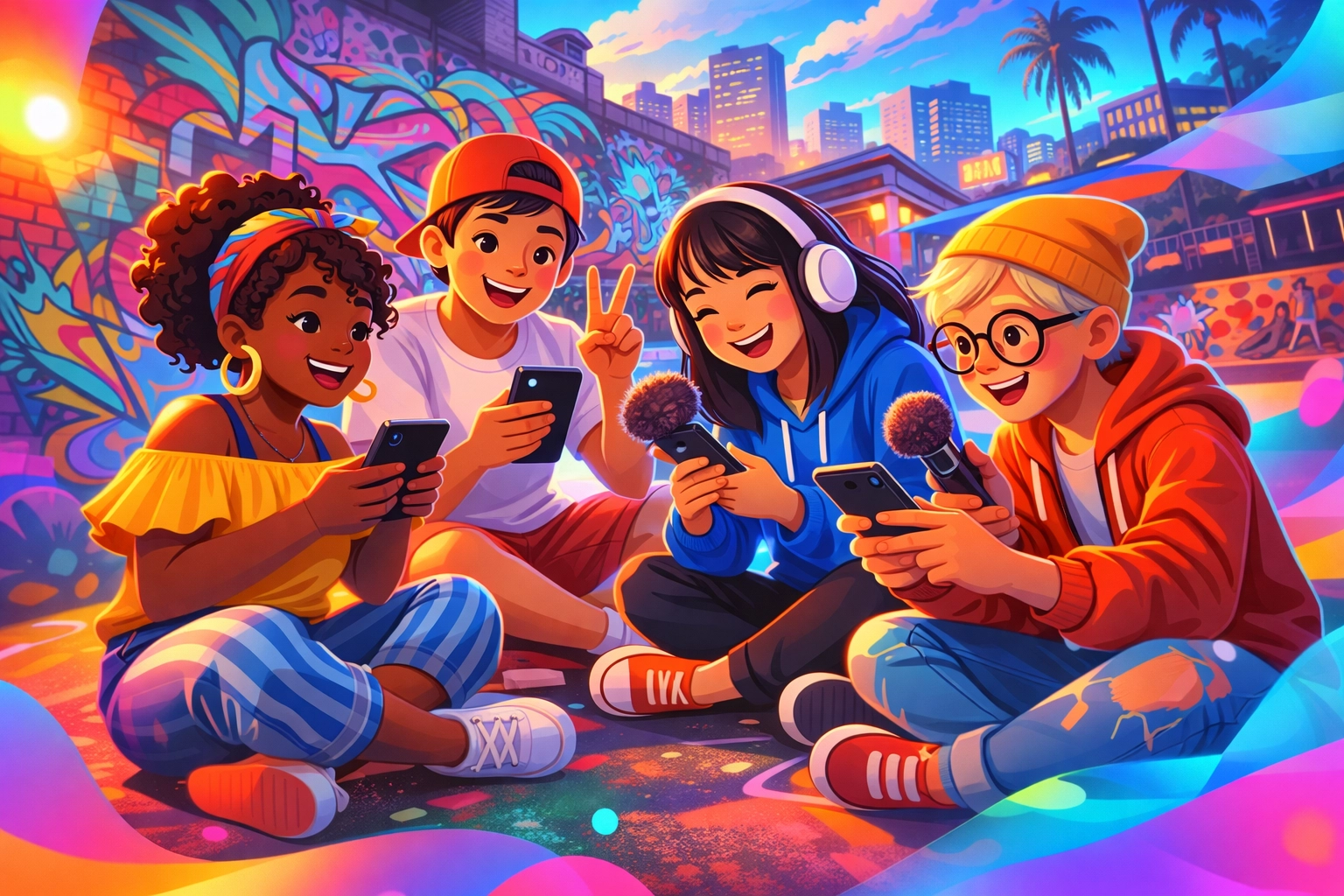 Diverse content creators collaborating on user-generated music promotion campaigns