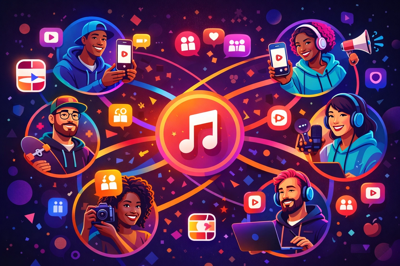 Network map of interconnected niche music communities and subcultures for targeted marketing