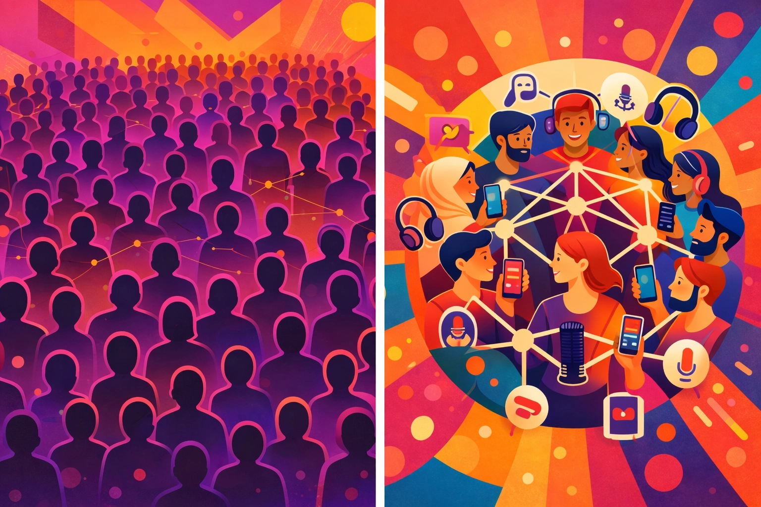 Comparison of broad audiencereach versus tight-knit niche community connections for music promotion