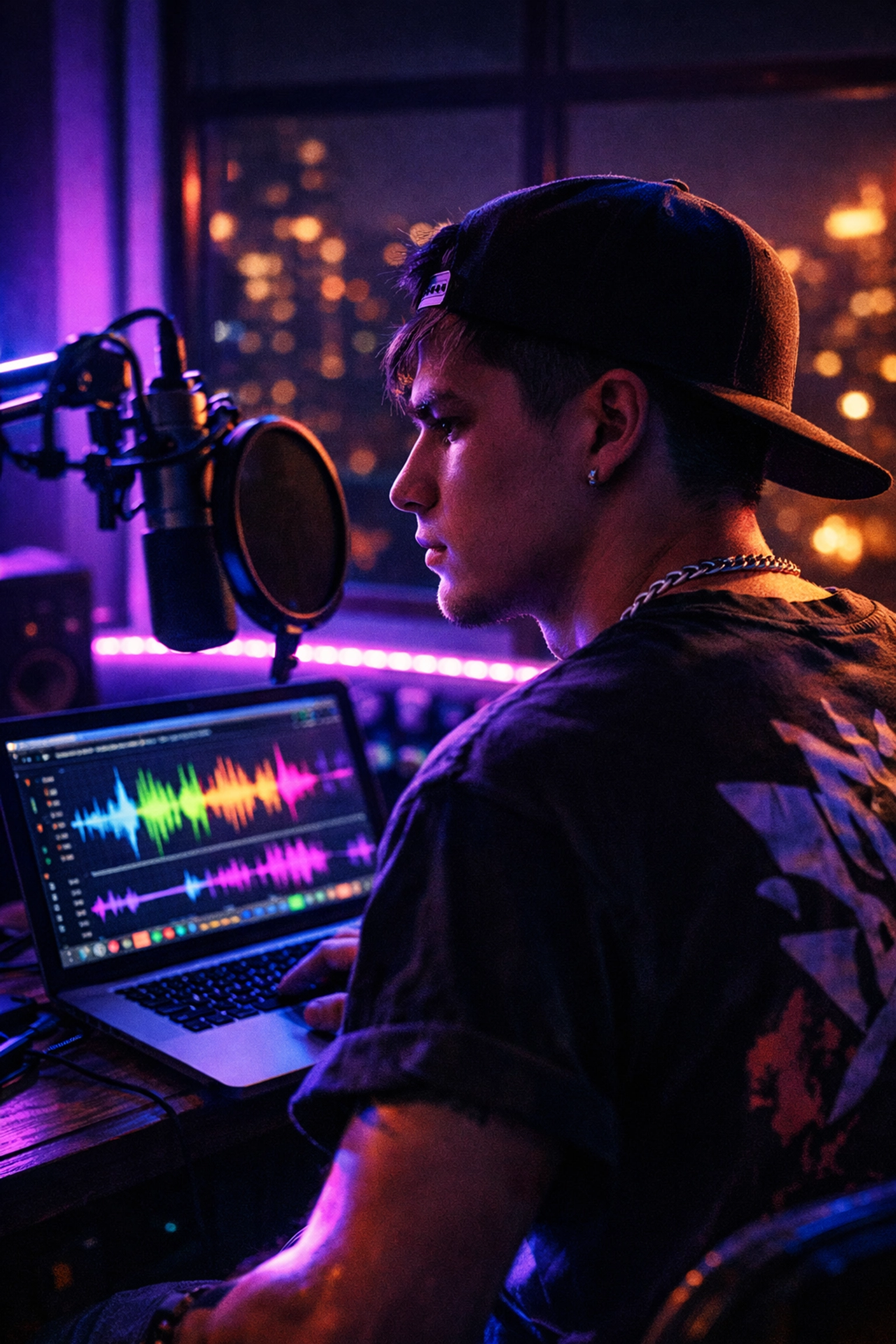 Independent artist producing music in home studio for TikTok promotion